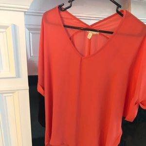 Miami coral loose v neck blouse